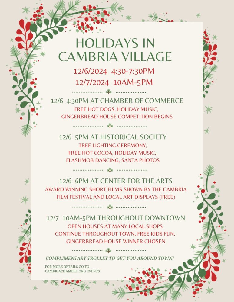 Cambria Chamber of Commerce Presents Holidays in Cambria Village