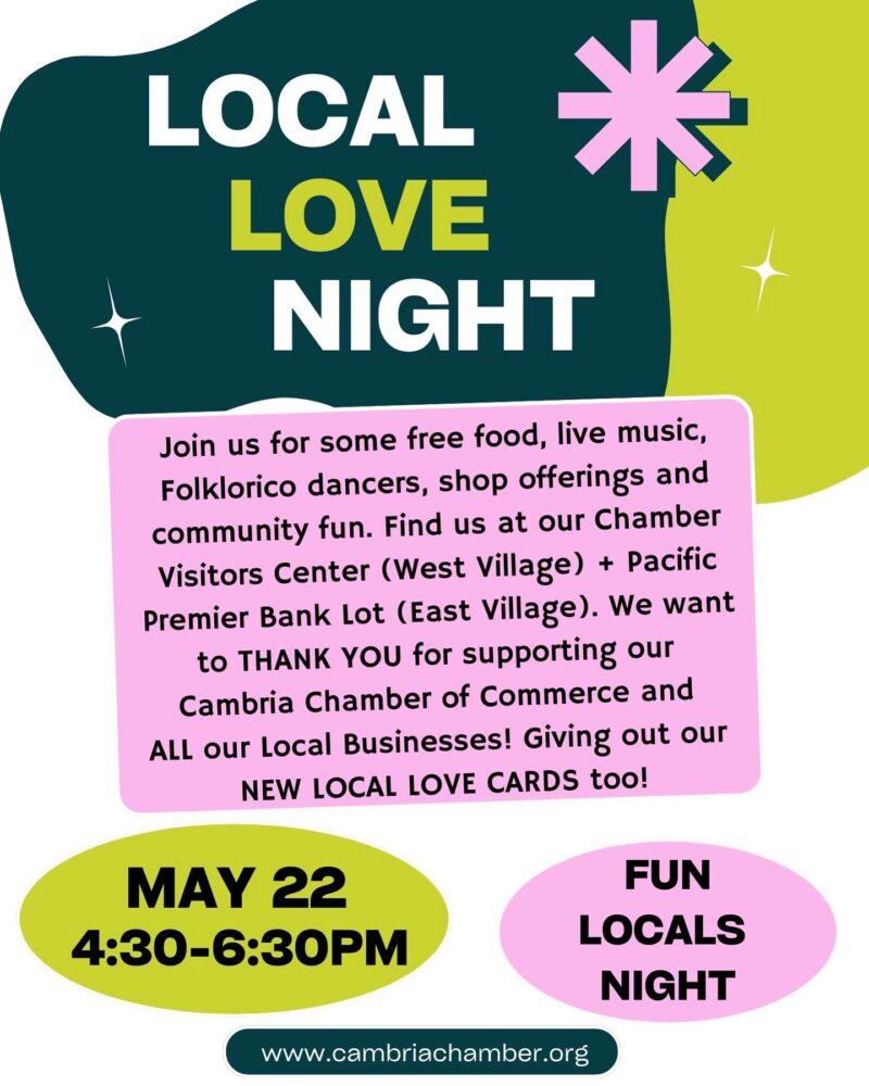 Cambria Chamber of Commerce Will Hold Two May Events